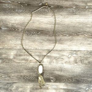 Kendra Scott Signature White with Gold Chain Pendant Rayne Necklace